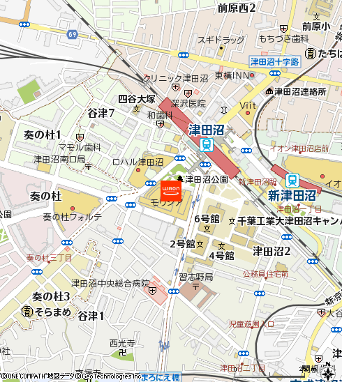 ダイエーモリシア津田沼店・イオンフードスタイル付近の地図